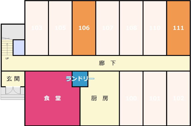 秋田県鹿角市花輪字大川添の食事付集合住宅　パンションピュアパレスの１階の間取り図