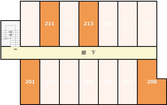秋田県鹿角市花輪字大川添の食事付集合住宅　パンションピュアパレスの2階の間取り図