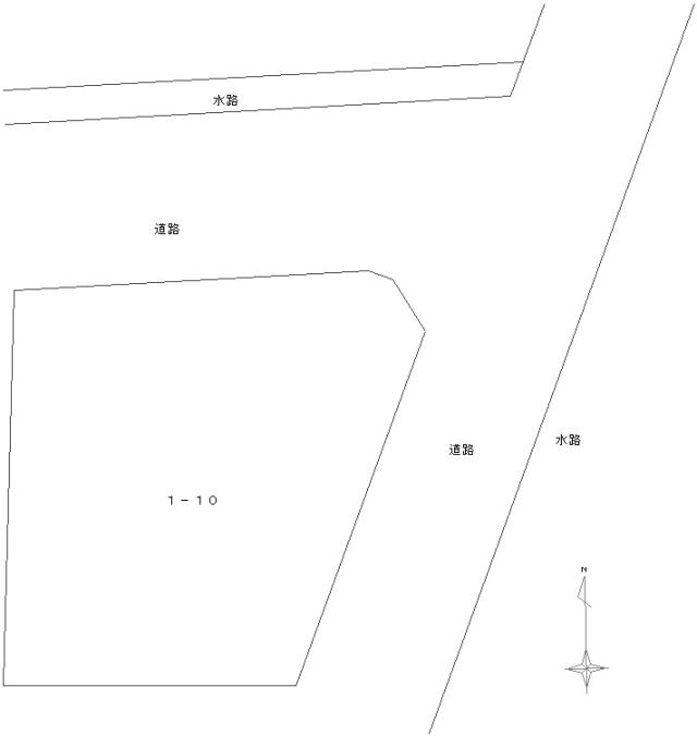 秋田県鹿角市花輪字大川添1-10の売地の敷地図
