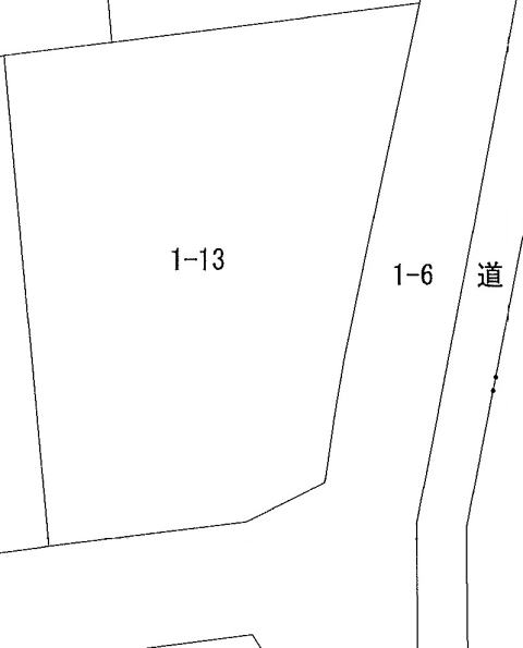 秋田県鹿角市花輪字大川添1-13の売地の敷地図
