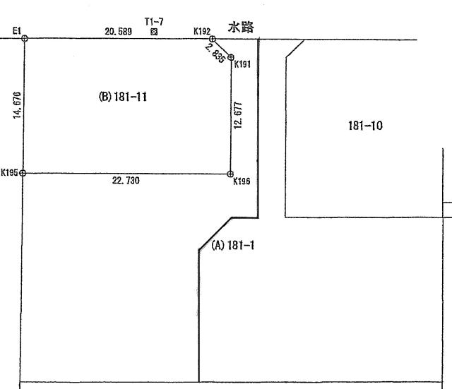 秋田県鹿角市花輪字寺ノ後181-1の売地の敷地図