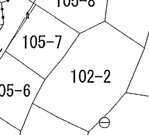 秋田県鹿角市花輪字上頭無102-2、105-7の売地の敷地図
