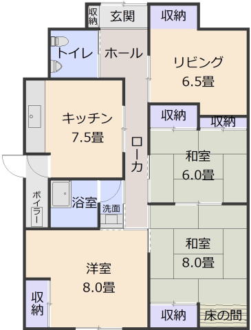 秋田県鹿角市十和田毛馬内字上寄熊の中古住宅の間取り図