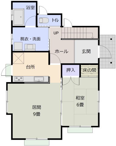 秋田県鹿角市花輪字中ノ崎21-7の中古住宅の1階平面図