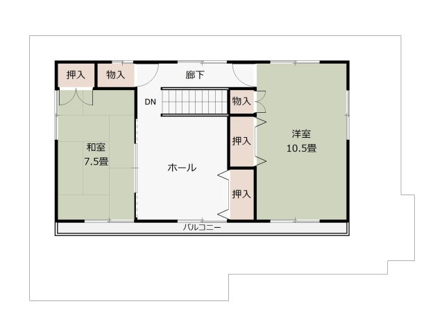 秋田県鹿角市花輪字柴内太田谷地15-18の中古住宅の2階平面図