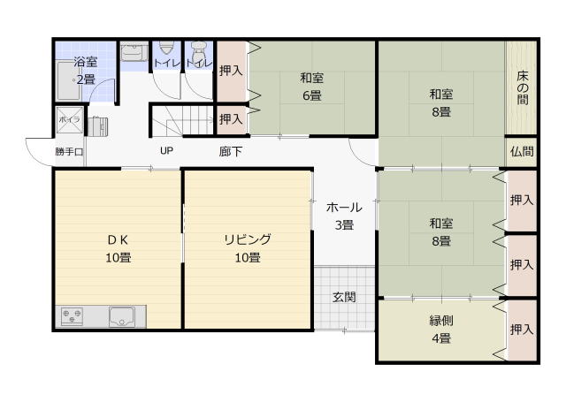 秋田県鹿角市十和田錦木字下野田10-15の中古住宅の1階平面図