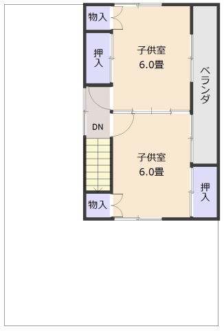 秋田県鹿角市花輪字鶴田12-3の中古住宅の2階間取り図